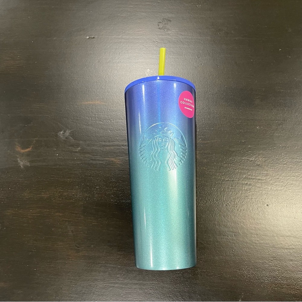 Starbucks Hawaii Collection 24oz Stainless Steel Blue Ombre Tropical Cold Cup